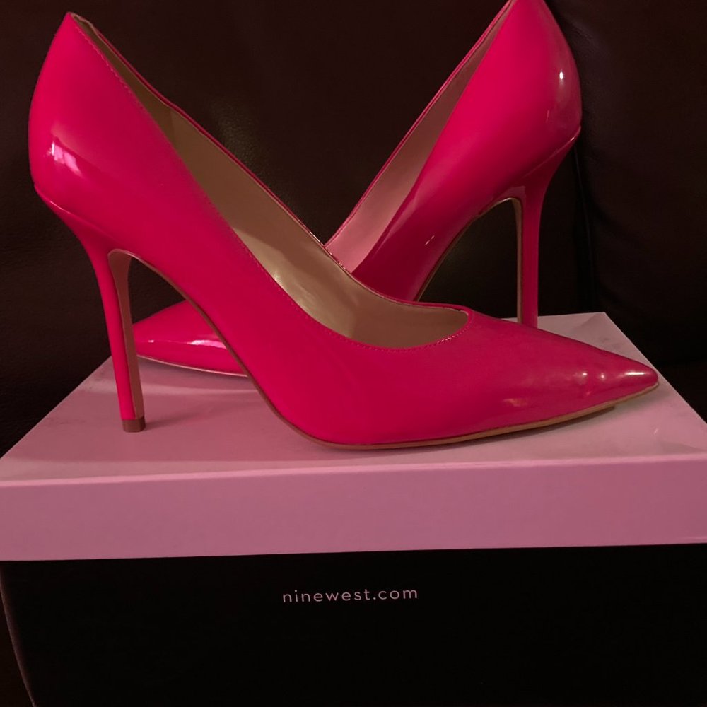 Nine West "Bliss" Size 11 4" inch hot pink patent stilettos